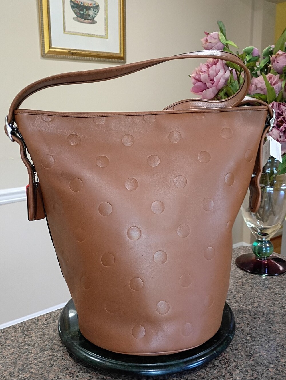 NWT Coach Limited Edition Saddle Dot Leather Duffle Bucket - Picture 3 of 16
